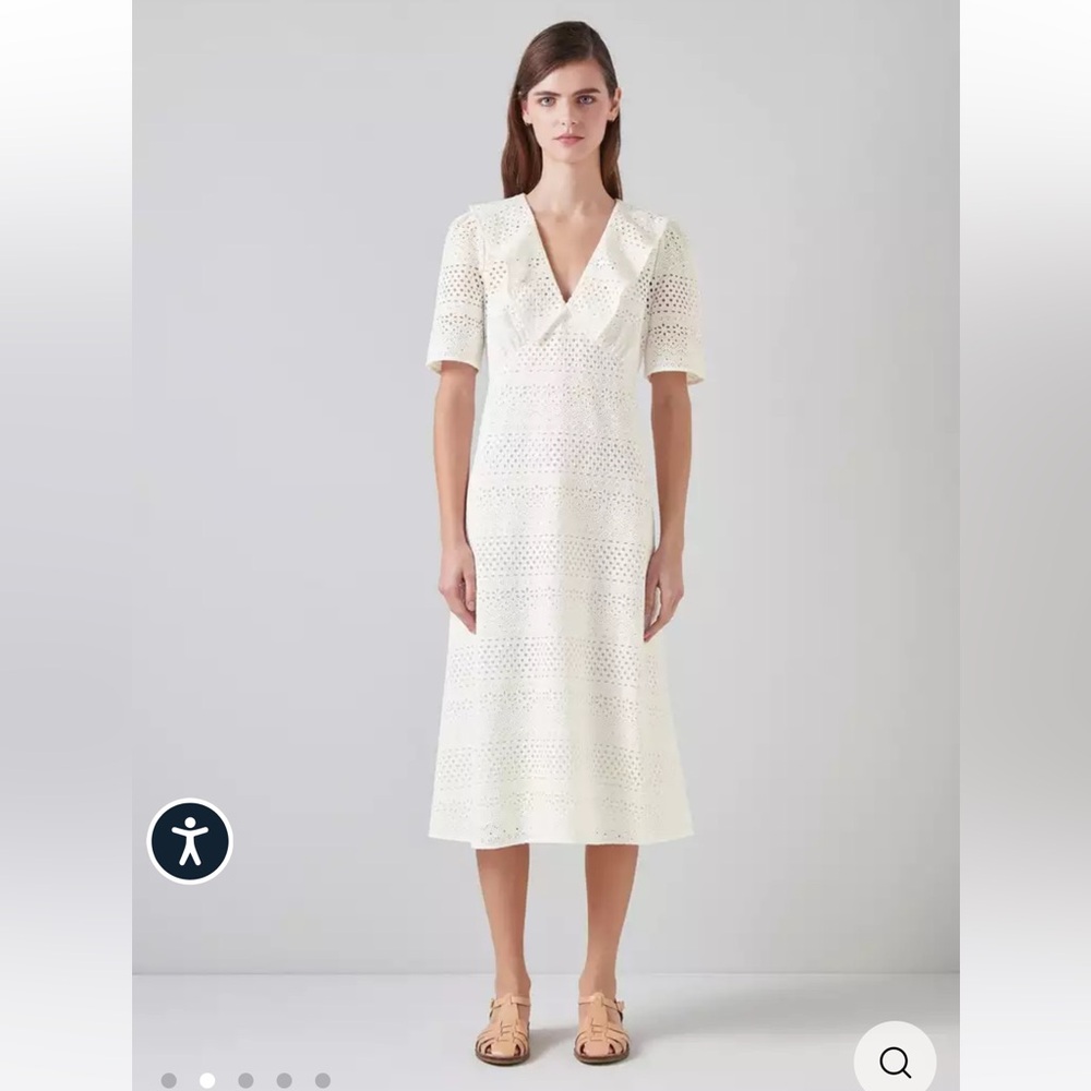 NWT L.K. BENNETT Ella White Broderie Anglaise Dress size 2 XS NWT